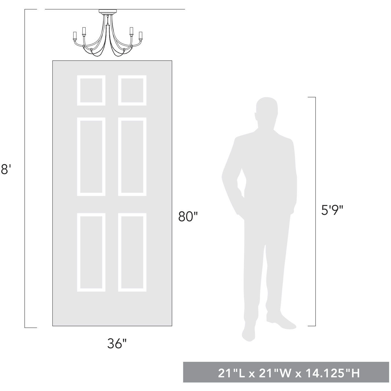 Kamila 6 Light 21 inch White Gold Semi-flush Ceiling Light